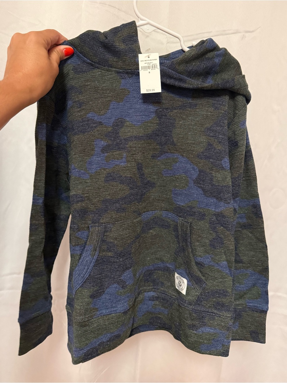 GAP Kids Navy Blue camo Waffle-Knit Hoodie